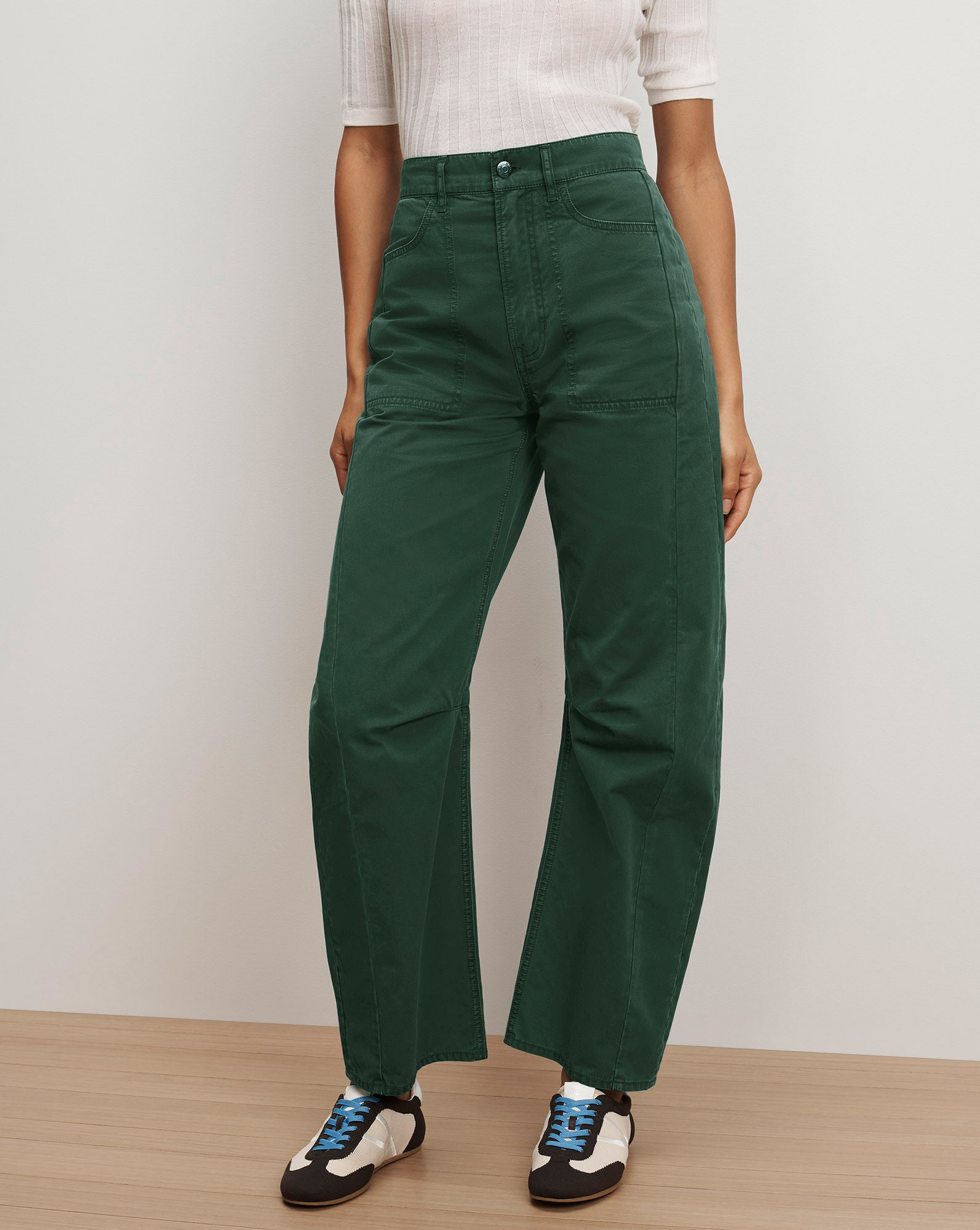 Sloan Barrel Pant in Dark Hunter Green | Veronica Beard
