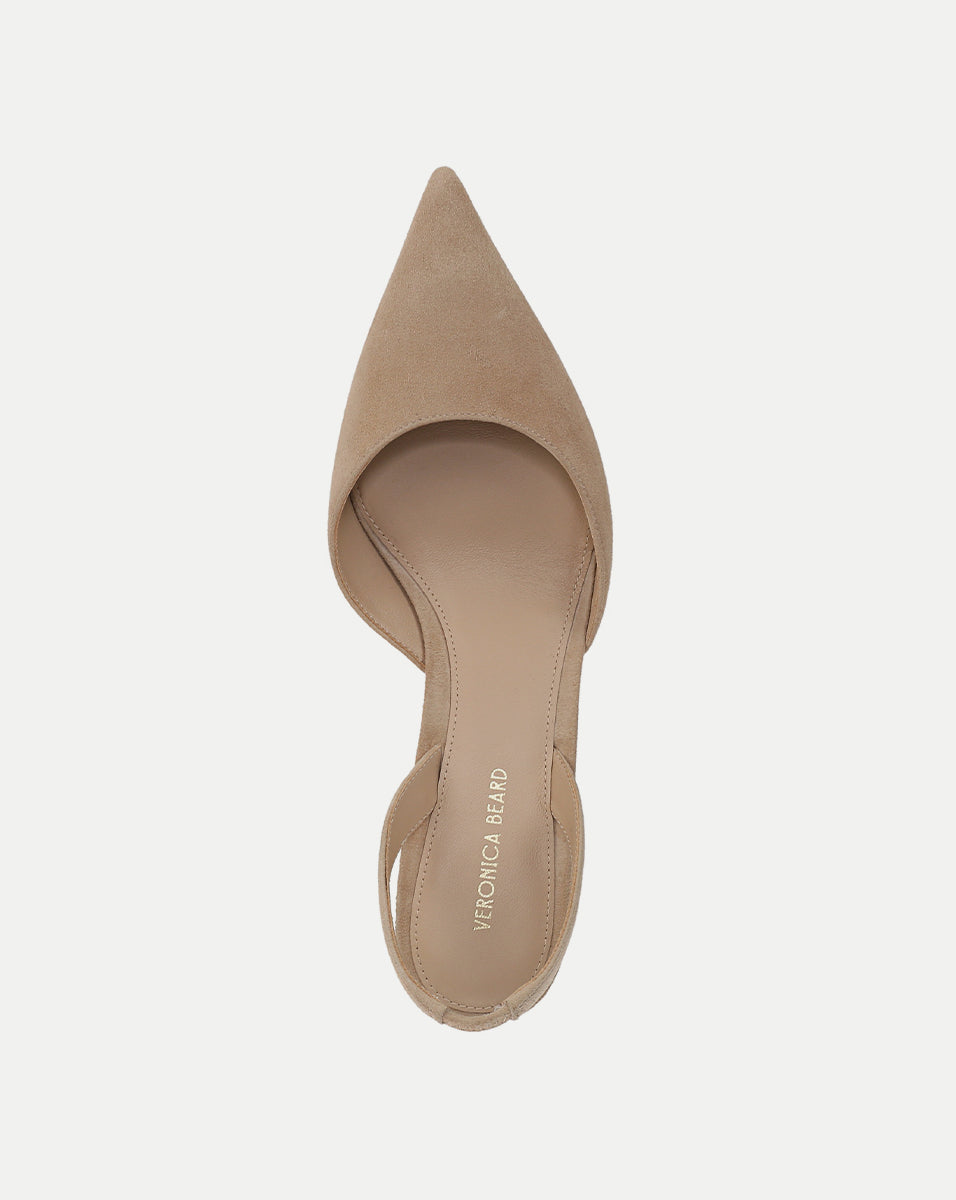 Caroline Suede Slingback Pump in Sand Beige | Veronica Beard