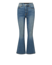 Veronica Beard Blue denim flared jeans with a high waist.