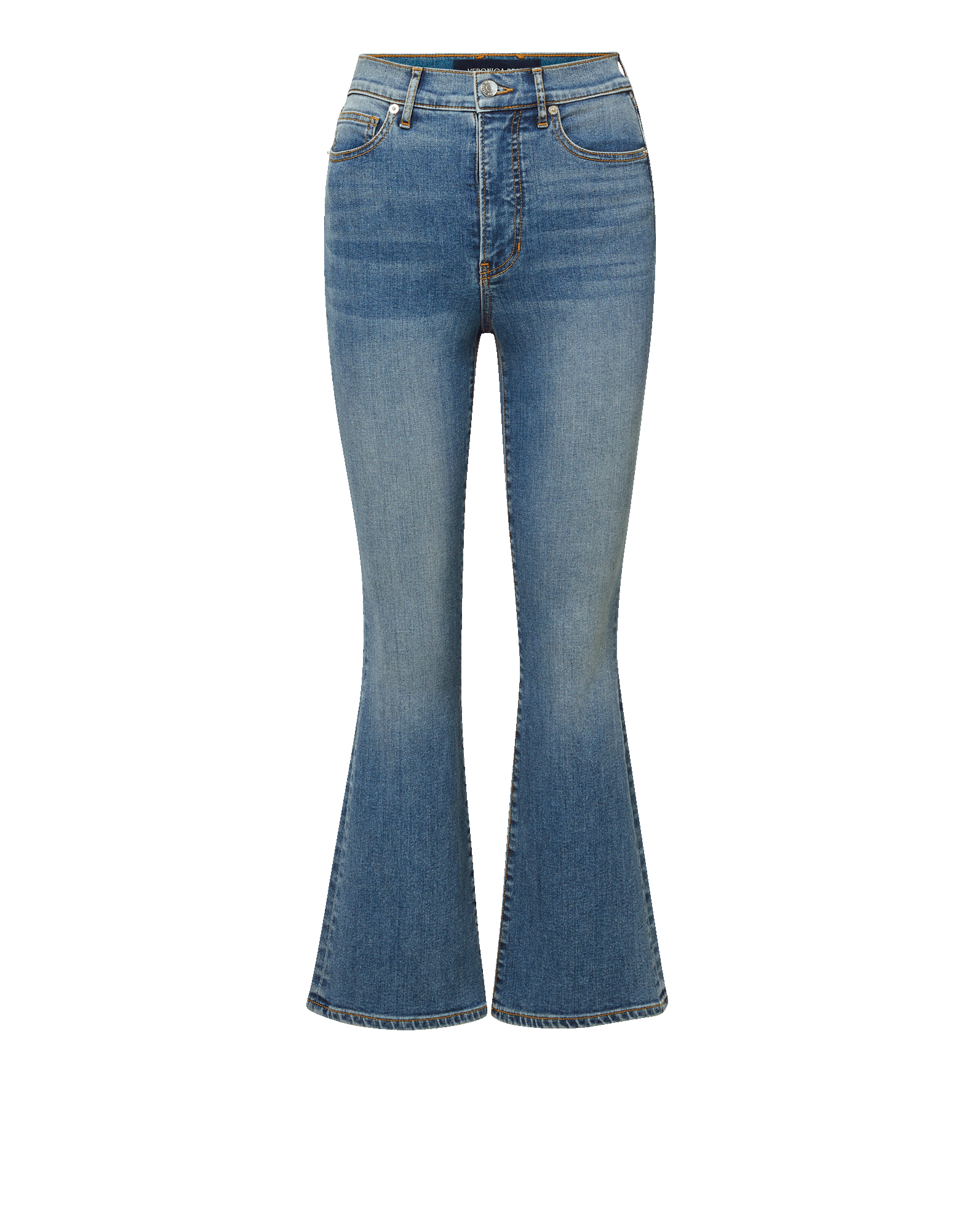 Veronica Beard Blue denim flared jeans with a high waist.