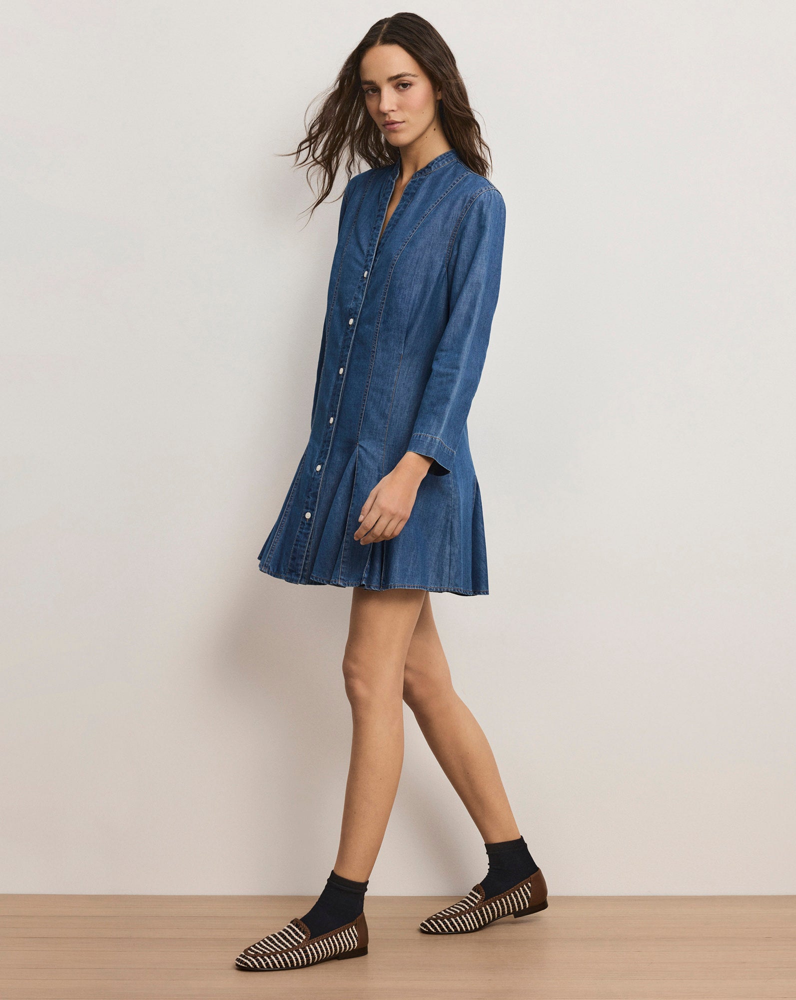 Korinda Mini Shirtdress in Blue | Veronica Beard Korinda Mini Shirtdress in Blue | Veronica Beard