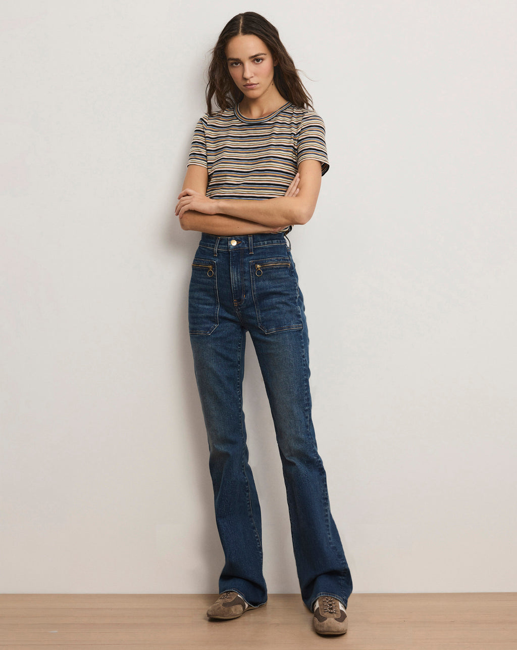 Veronica Beard Beverly Patch-Pocket Skinny-Flare Jean - City Lights
