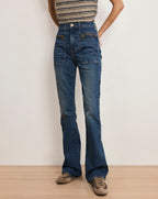 Veronica Beard Beverly Patch-Pocket Skinny-Flare Jean - City Lights