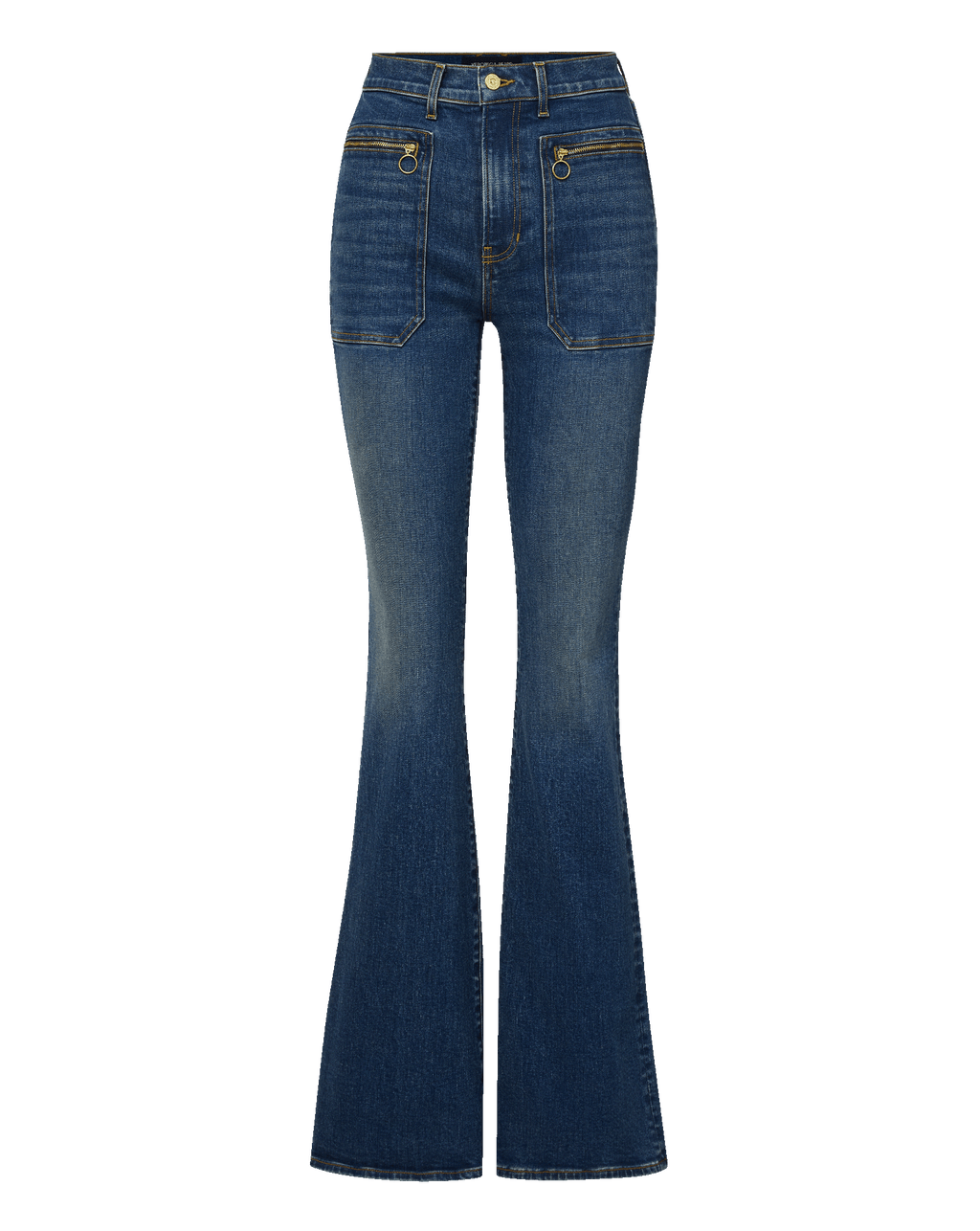 Veronica Beard Beverly Patch-Pocket Skinny-Flare Jean - City Lights