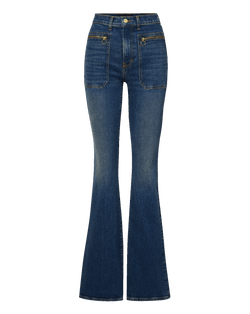 Veronica Beard Beverly Patch-Pocket Skinny-Flare Jean - City Lights
