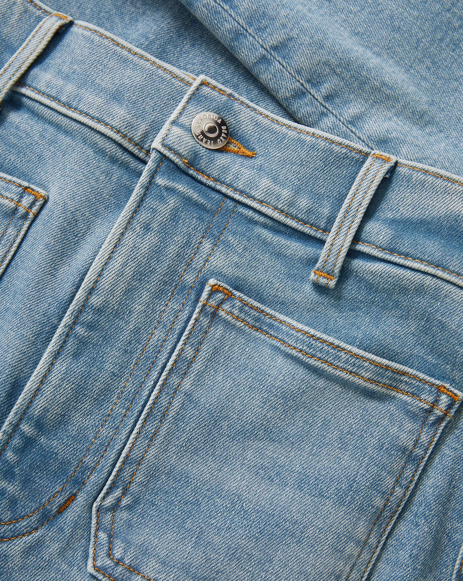 Veronica Beard Beverly Patch-Pocket Skinny-Flare Jean - Silverwood Blue