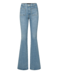Veronica Beard Beverly Patch-Pocket Skinny-Flare Jean - Silverwood Blue