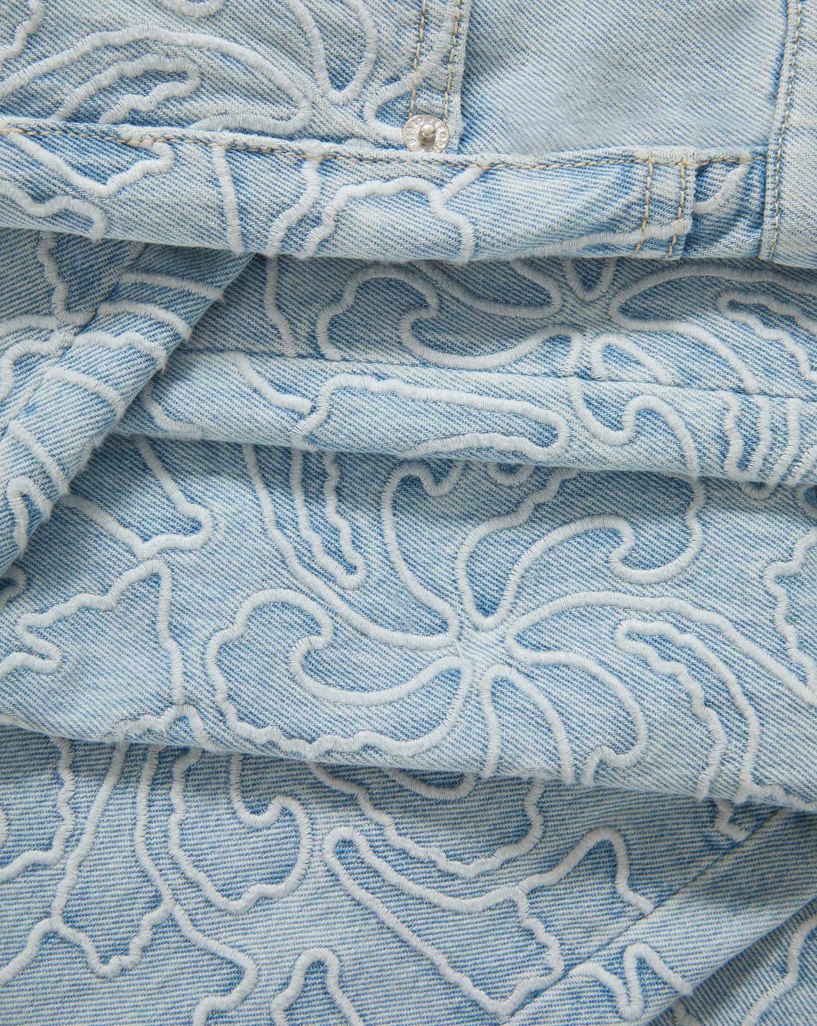 Taylor Embroidered Wide-Leg Jean in Sun Spark Light Wash