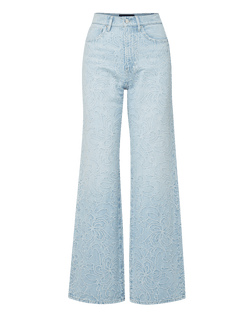 Veronica Beard Taylor Embroidered Wide-Leg Jean - Sun Spark
