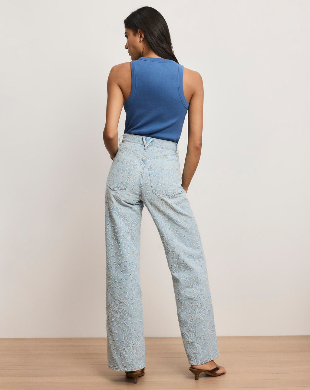 Veronica Beard Taylor Embroidered Wide-Leg Jean - Sun Spark