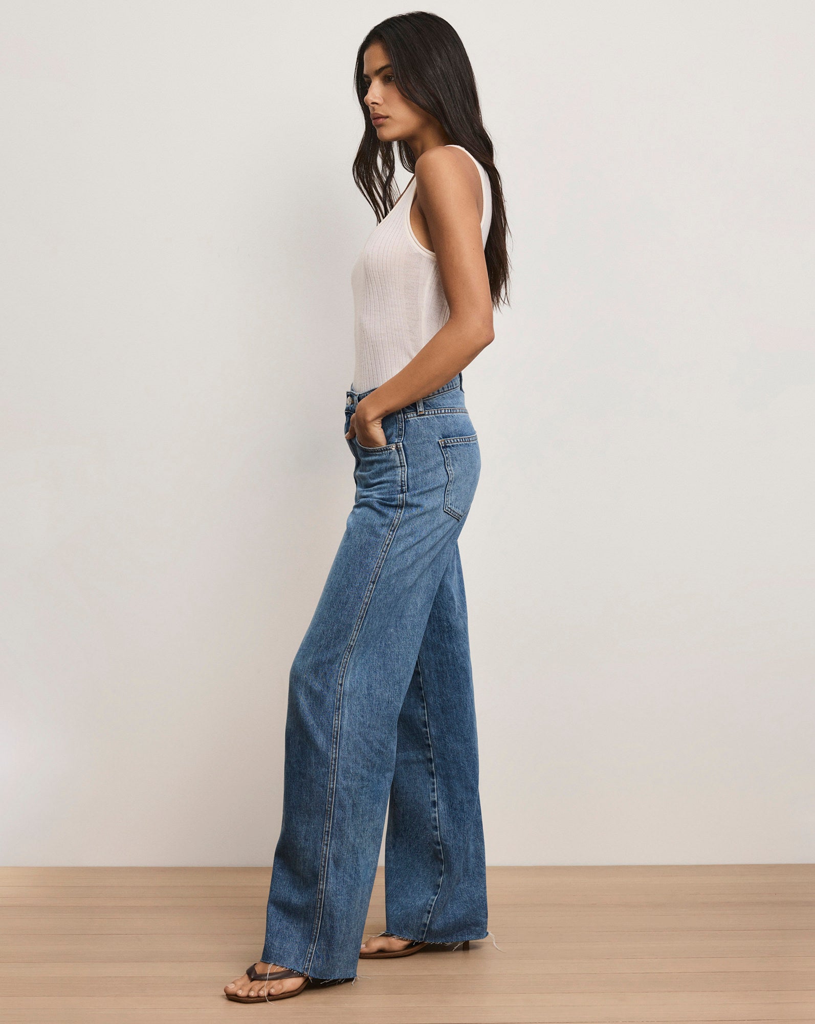 Veronica Beard Kasey Wide-Leg Jean - Bright Lakeshore