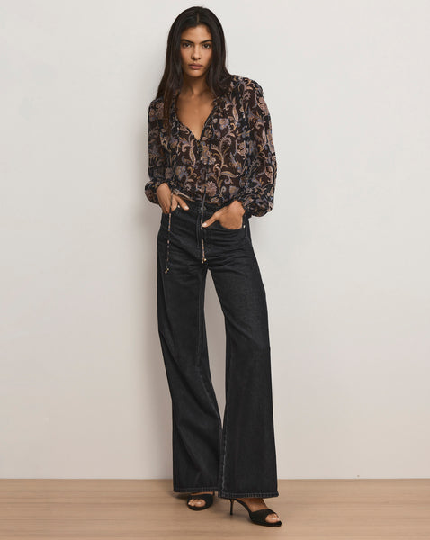 Kasey Wide-Leg Jean in Washed Black Onyx | Veronica Beard
