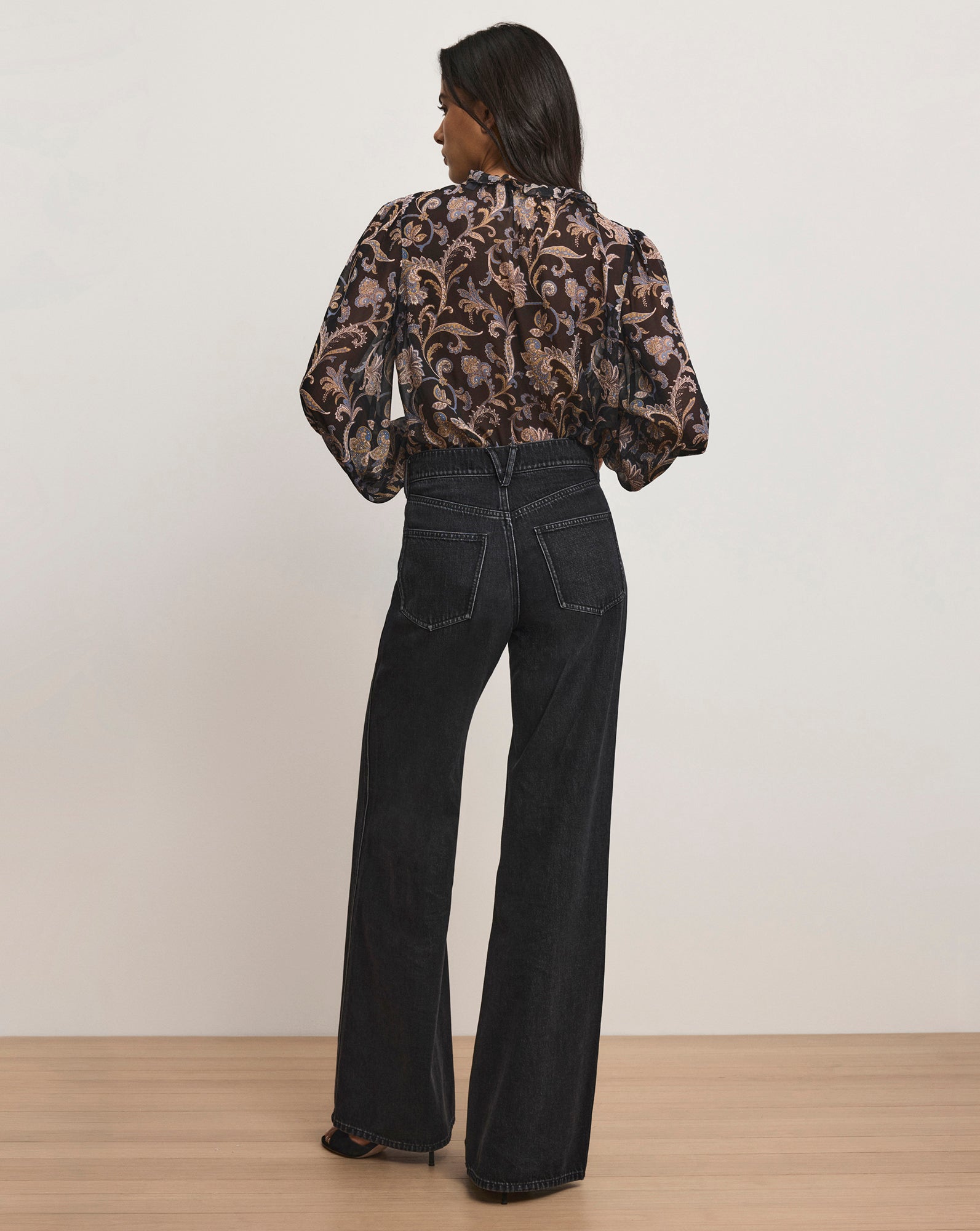 Kasey Wide-Leg Jean in Washed Black Onyx | Veronica Beard