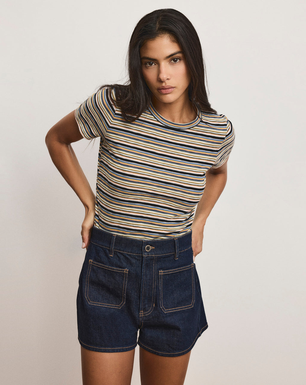 Veronica Beard Remus Striped T-Shirt - Multi Stripe