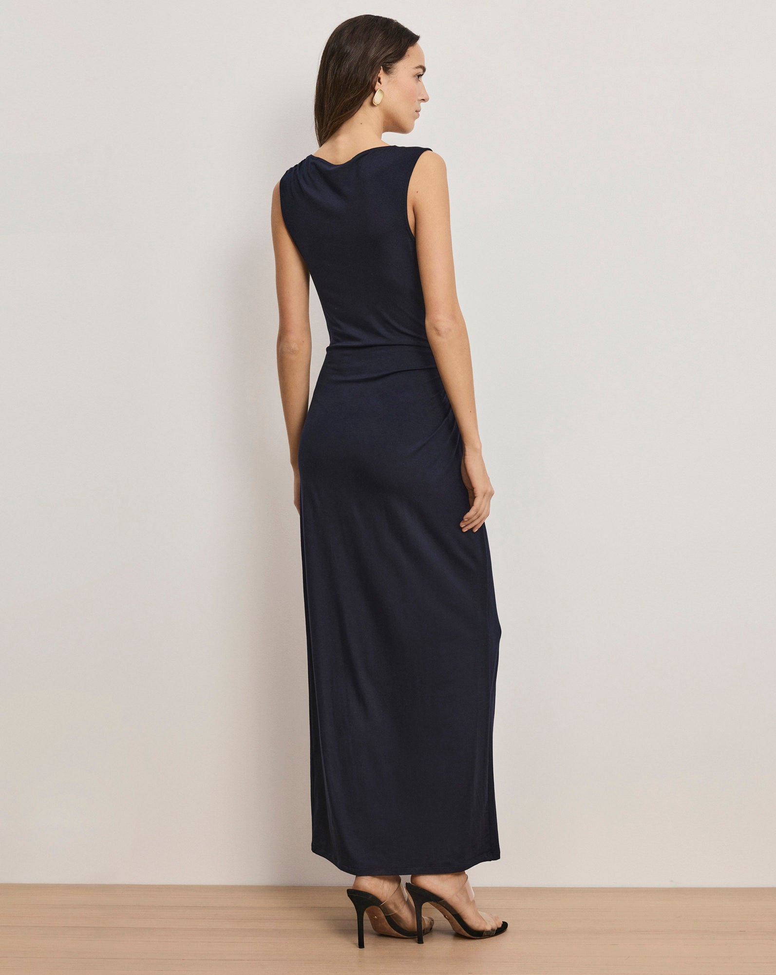 Kerilyn Ruched Cowl Neck Maxi Dress in Navy | Veronica Beard