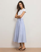 Veronica Beard Belmar Mixed-Media Midi Dress - Blue/White Stripe