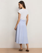 Veronica Beard Belmar Mixed-Media Midi Dress - Blue/White Stripe