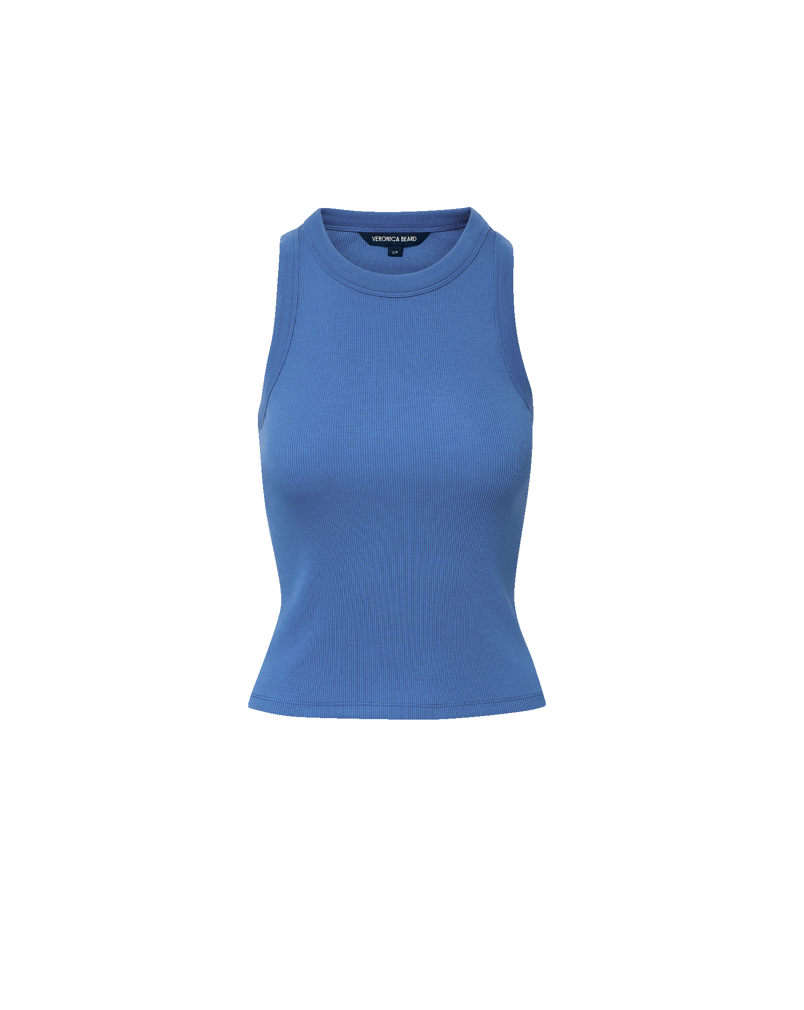 Jordyn Racer Front Cropped Tank Top in Blue Coast | Veronica Beard