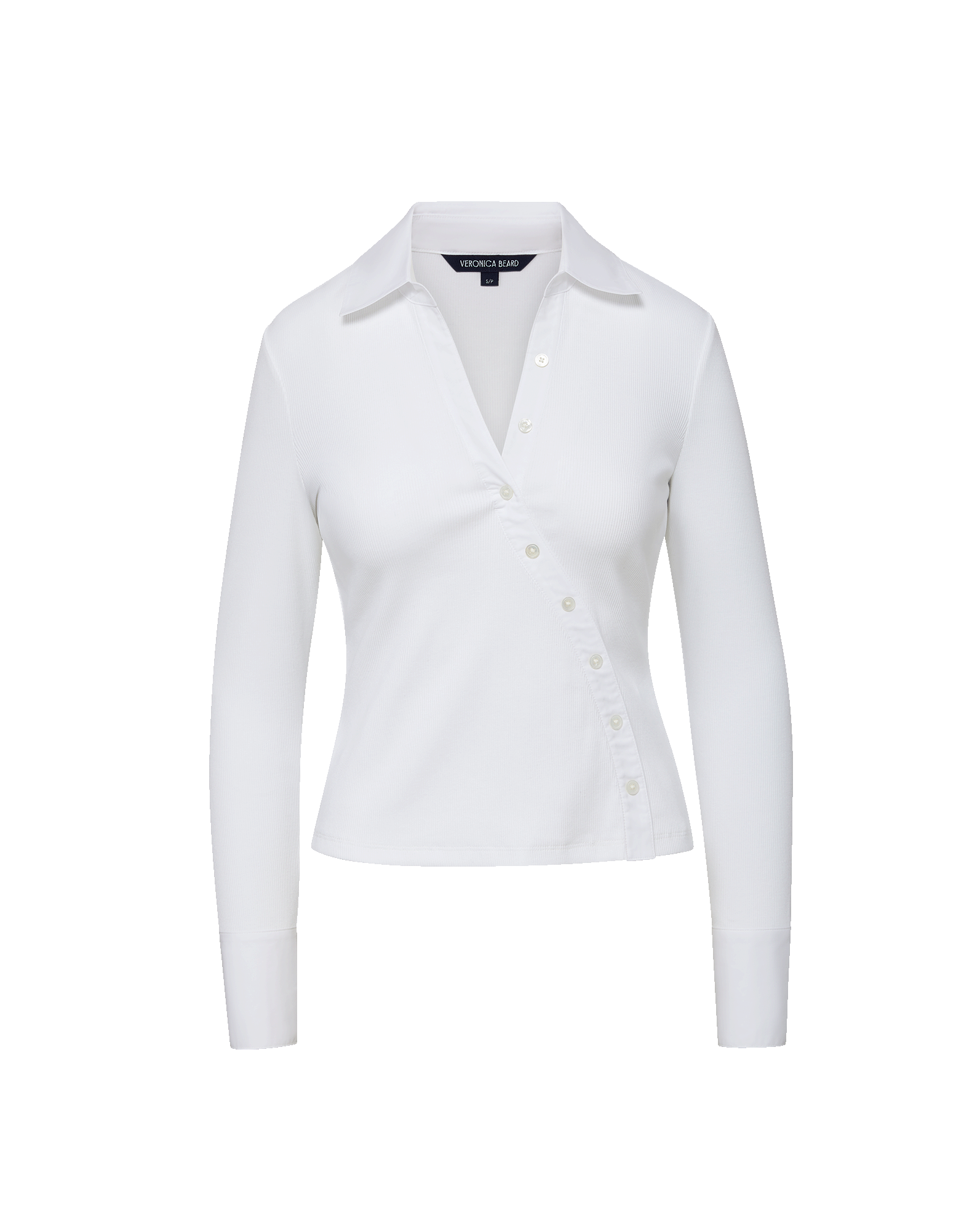 Brenner Asymmetric Button-Down Top in White | Veronica Beard