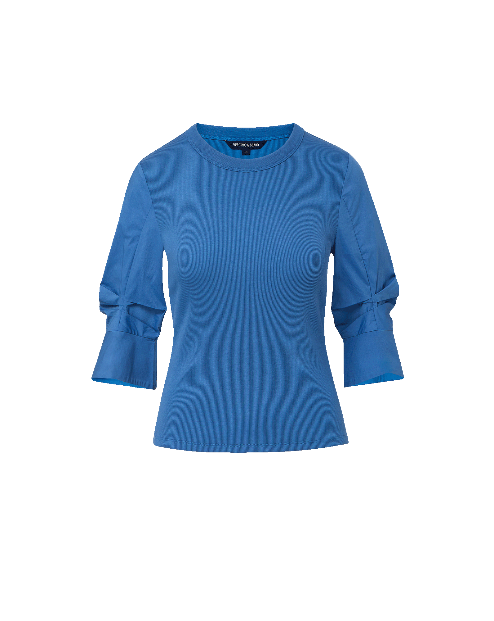 Veronica Beard Junia Mixed-Media T-Shirt - Blue Coast