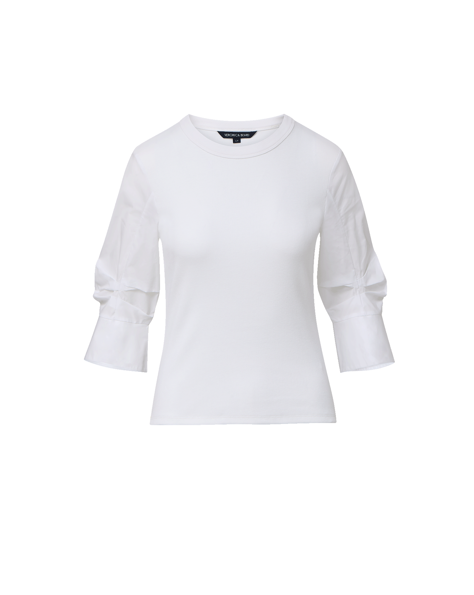 Junia Mixed-Media T-Shirt in White | Veronica Beard