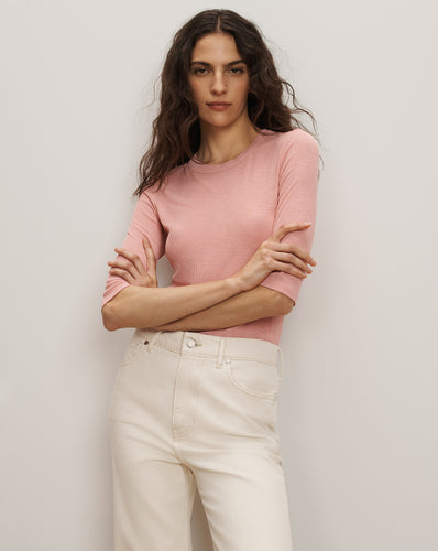 Veronica Beard Auclair Knit T-Shirt - Petal