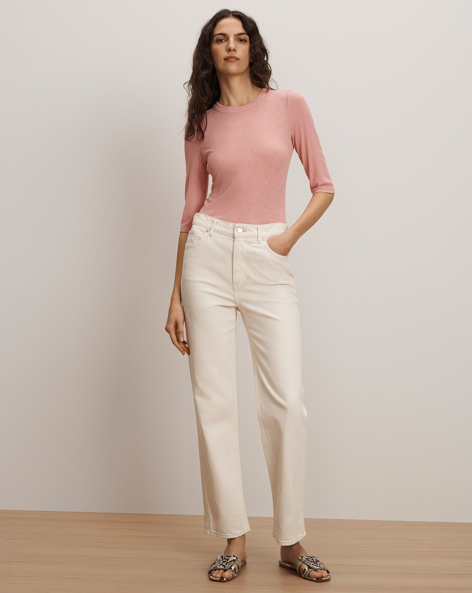 Auclair Knit T-Shirt in Pink Petal | Veronica Beard