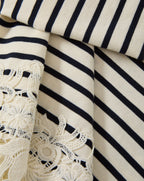 Veronica Beard Hovey Striped Lace T-Shirt - Dove White/Navy Stripe