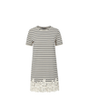 Veronica Beard Rhue Striped Lace-Hem Mini Dress Dove White/Navy Stripe