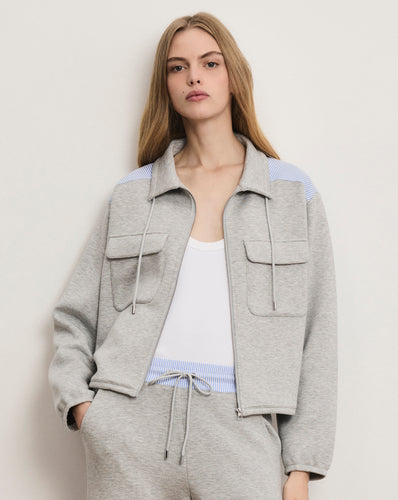 Veronica Beard Stellant Stretch-Scuba Jacket - Light Heather Grey