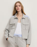 Veronica Beard Stellant Stretch-Scuba Jacket - Light Heather Grey