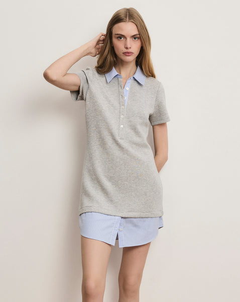 Kenwood Mixed-Media Mini Dress in Light Heather Grey | Veronica Beard