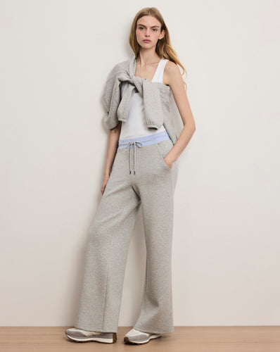 Veronica Beard Ernie Knit Wide-Leg Pants - Light Heather Grey