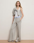Veronica Beard Ernie Knit Wide-Leg Pants - Light Heather Grey