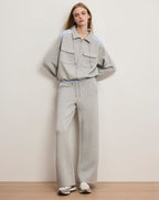 Veronica Beard Ernie Knit Wide-Leg Pants - Light Heather Grey