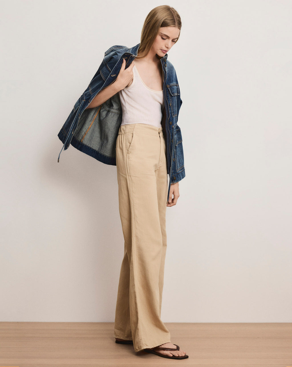 Veronica Beard Kasey Wide-Leg Pant - Stone Khaki
