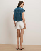 Veronica Beard Nestor Chambray Button-Down Shirt - Pool Party