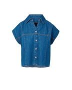 Veronica Beard Nestor Chambray Button-Down Shirt - Pool Party