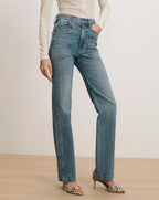 Veronica Beard Dylan Patch-Pocket Straight-Leg Jean - Orbit Glare