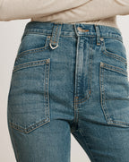 Veronica Beard Dylan Patch-Pocket Straight-Leg Jean - Orbit Glare