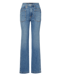 Veronica Beard Dylan Patch-Pocket Straight-Leg Jean - Orbit Glare
