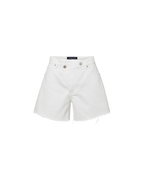 Veronica Beard Ellis Crossover-Waistband Denim Short - White