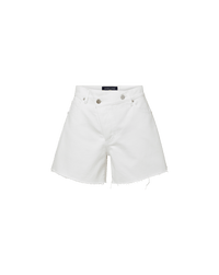 Veronica Beard Ellis Crossover-Waistband Denim Short - White