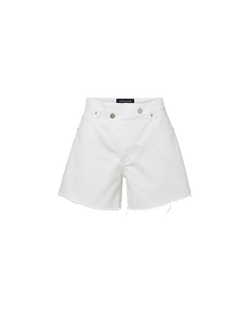 Veronica Beard Ellis Crossover-Waistband Denim Short - White