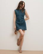 Veronica Beard Imara Denim Mini Dress - Dark Bright Blue