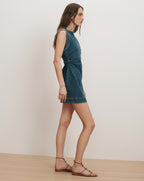 Veronica Beard Imara Denim Mini Dress - Dark Bright Blue