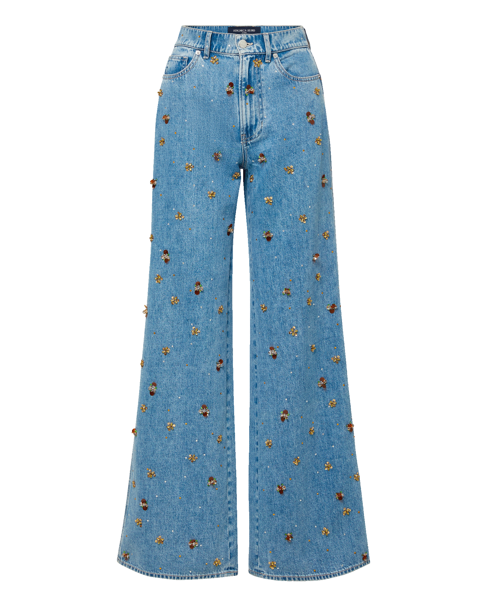 Kasey Embellished Wide-Leg Jean in Light Wash Denim Silver Dust Kasey Embellished Wide-Leg Jean in Light Wash Denim Silver Dust