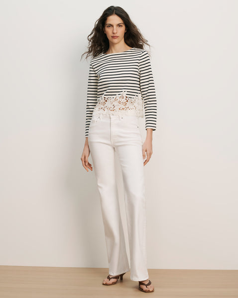 Crosbie Slim Wide-Leg Jean in White | Veronica Beard