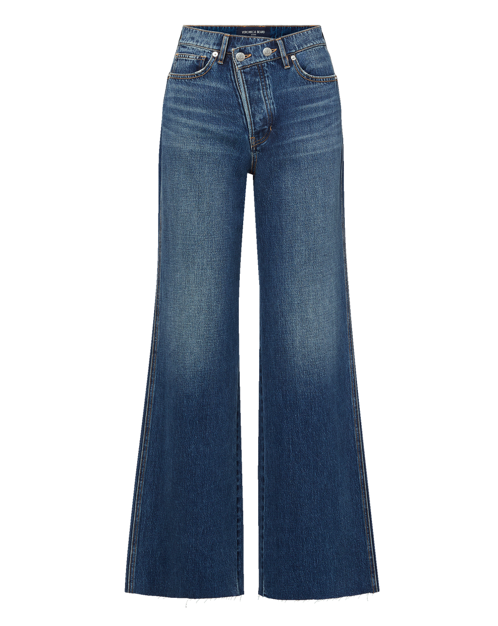 Veronica Beard Taylor Crossover-Waistband Wide-Leg Jean - City Lights
