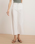 Veronica Beard Taylor Cropped Wide-Leg Jean - White
